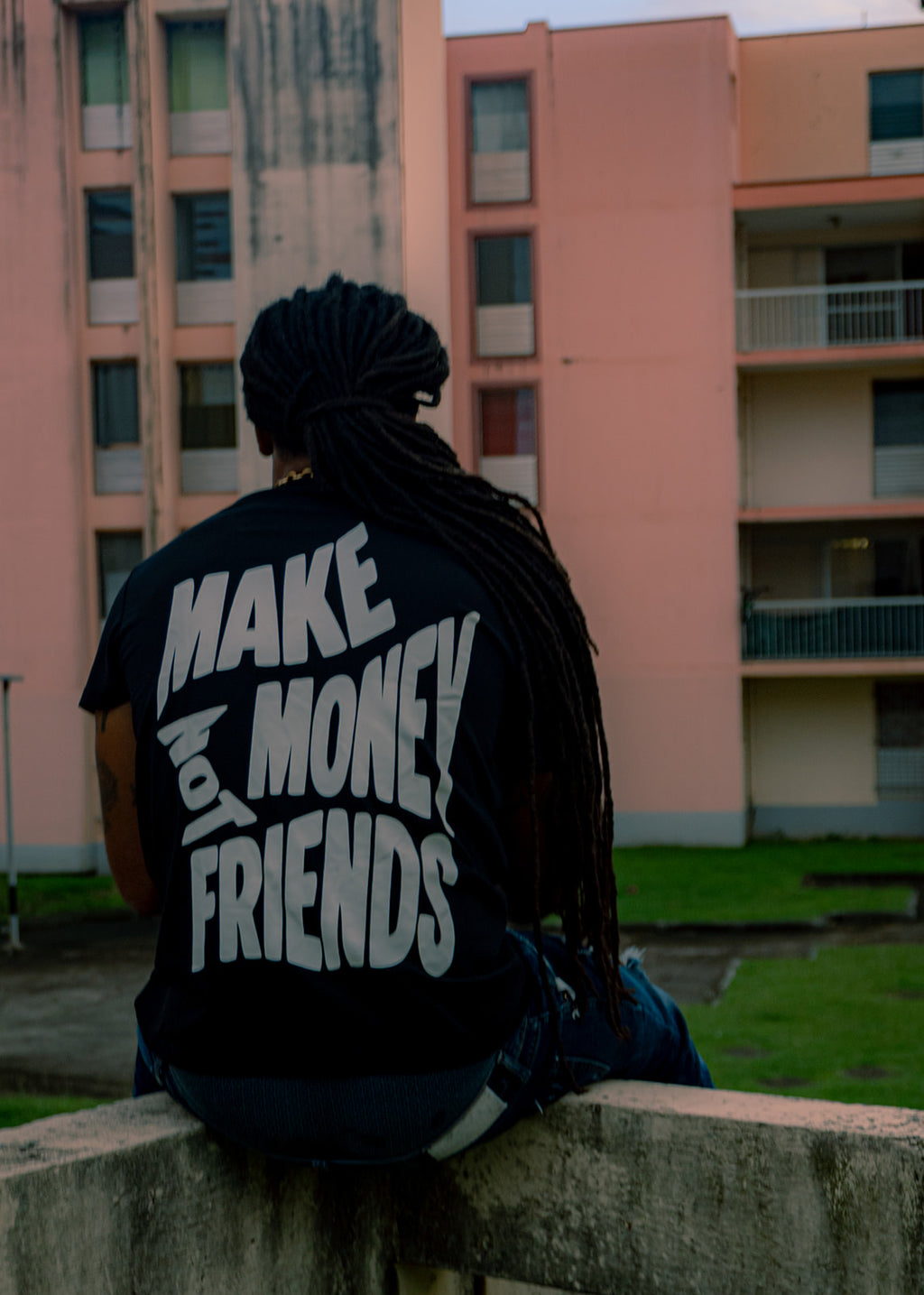 T-shirt Make Money Not Friends - Noir
