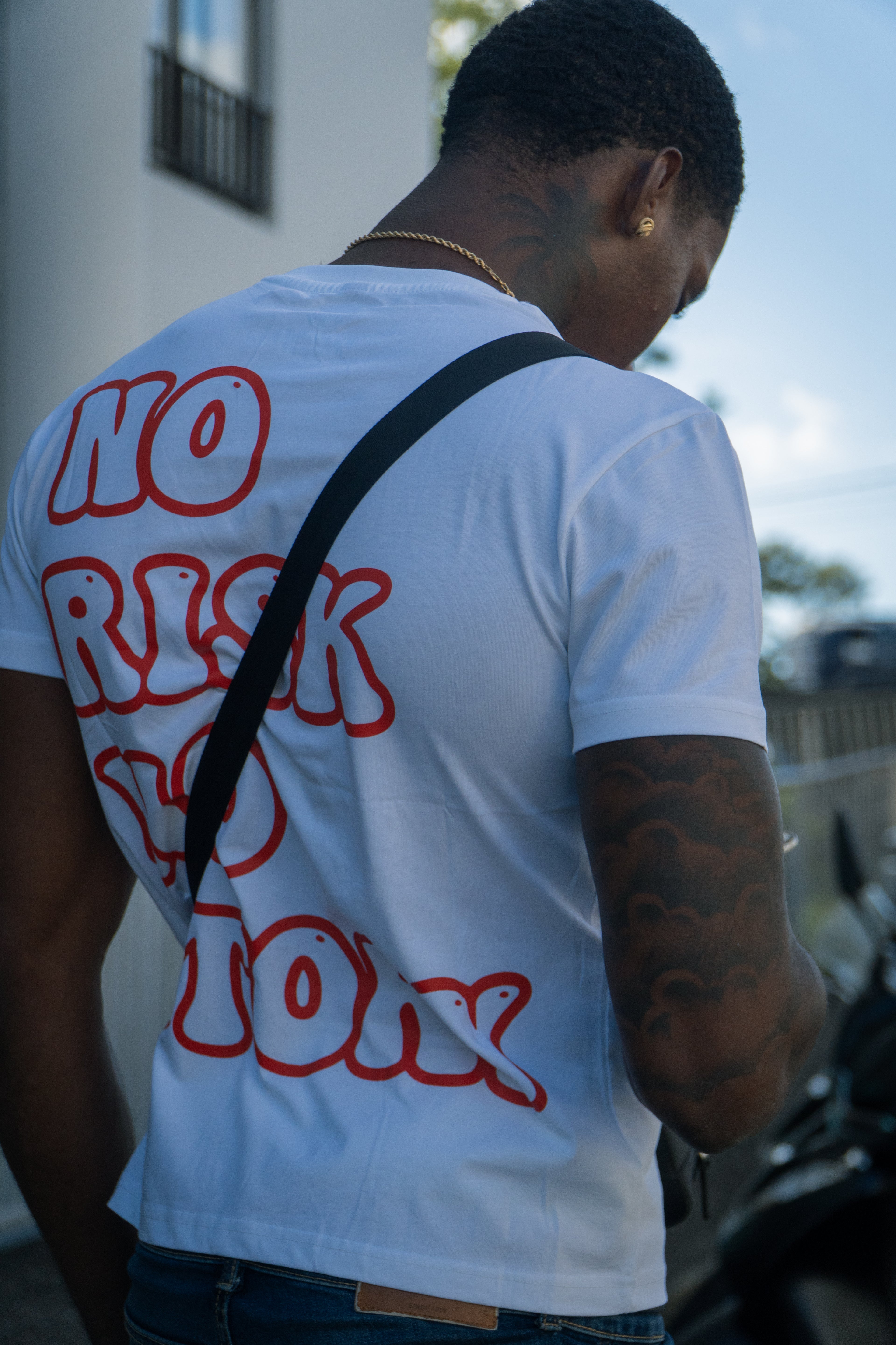 T-shirt No Risk No Story - Blanc & Rouge