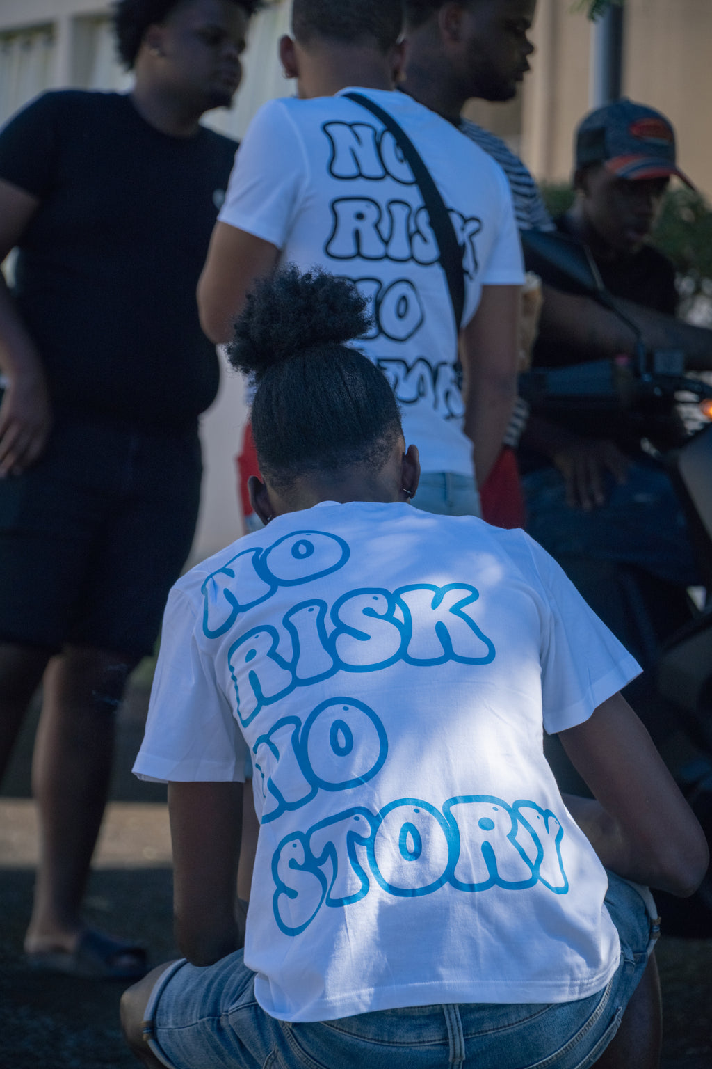 T-shirt No Risk No Story - Bleu