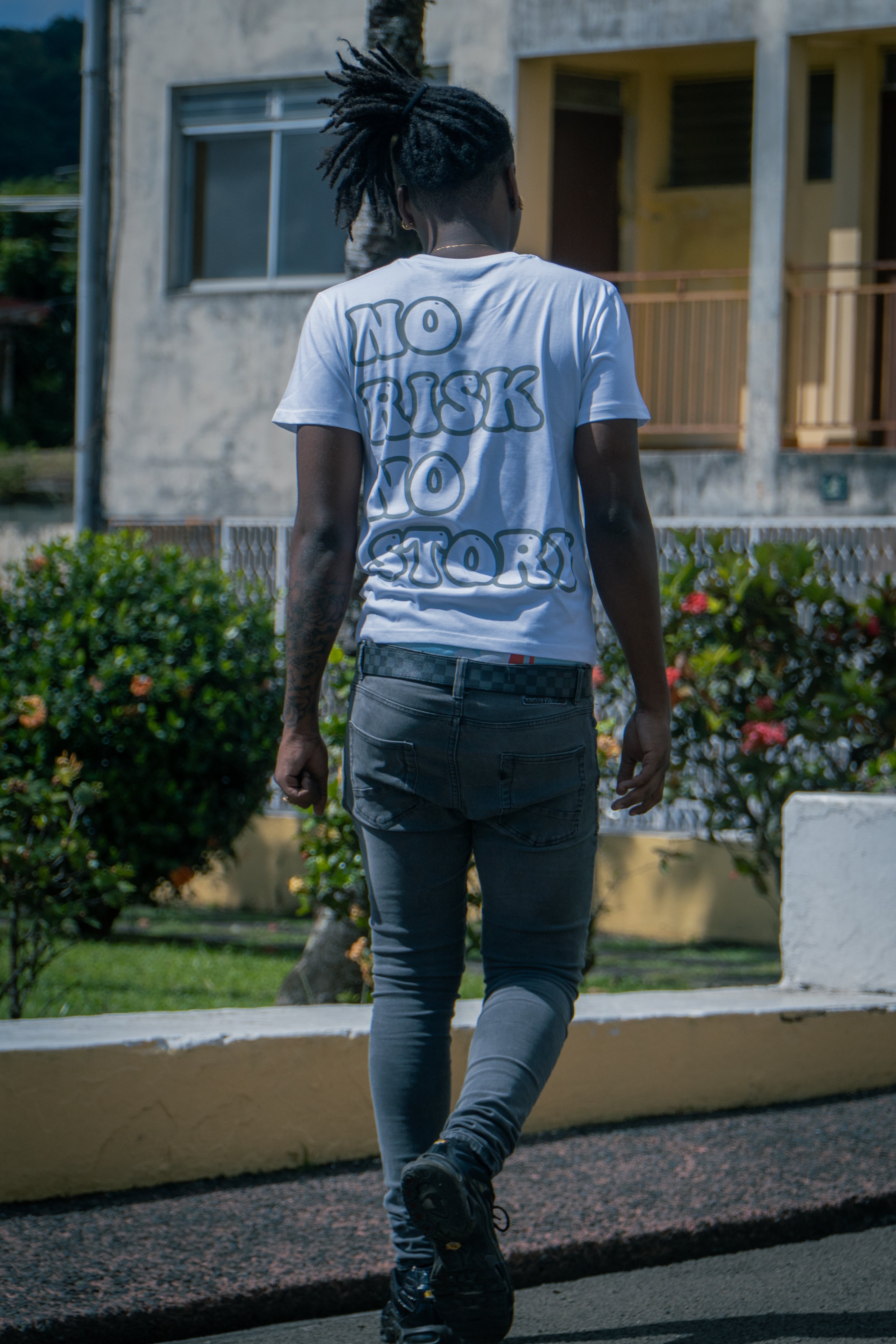 T-shirt No Risk No Story - Gris