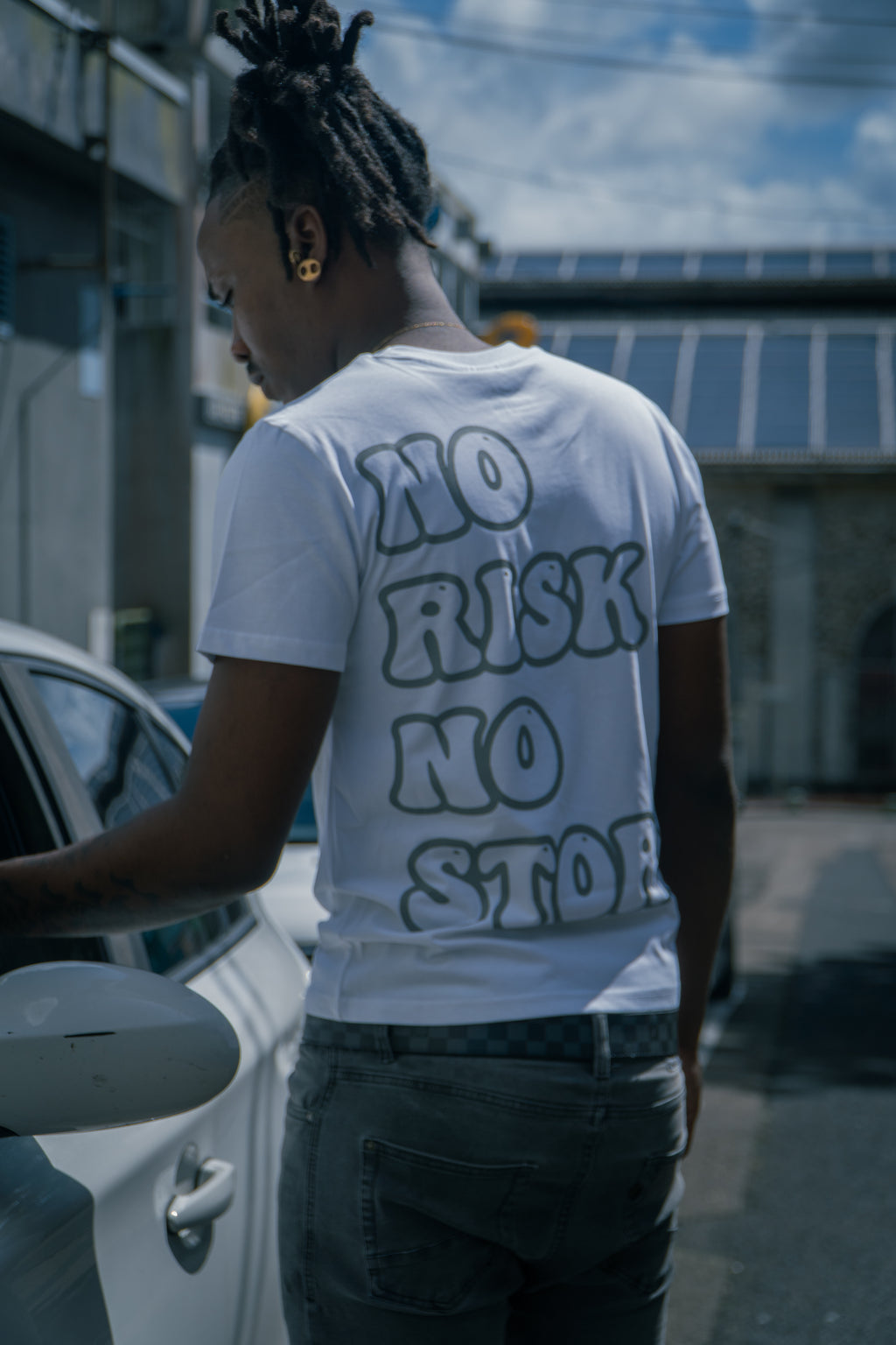 T-shirt No Risk No Story - Gris