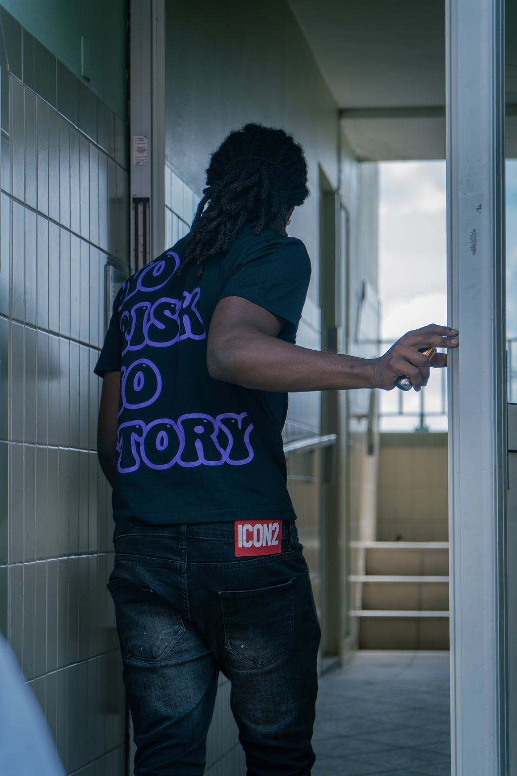 T-shirt No Risk No Story - Violet