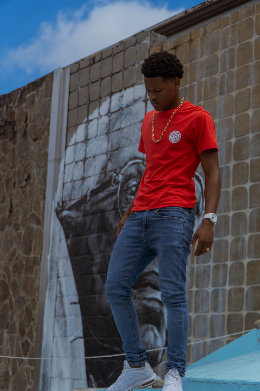 T-shirt No Risk No Story - Rouge & Blanc