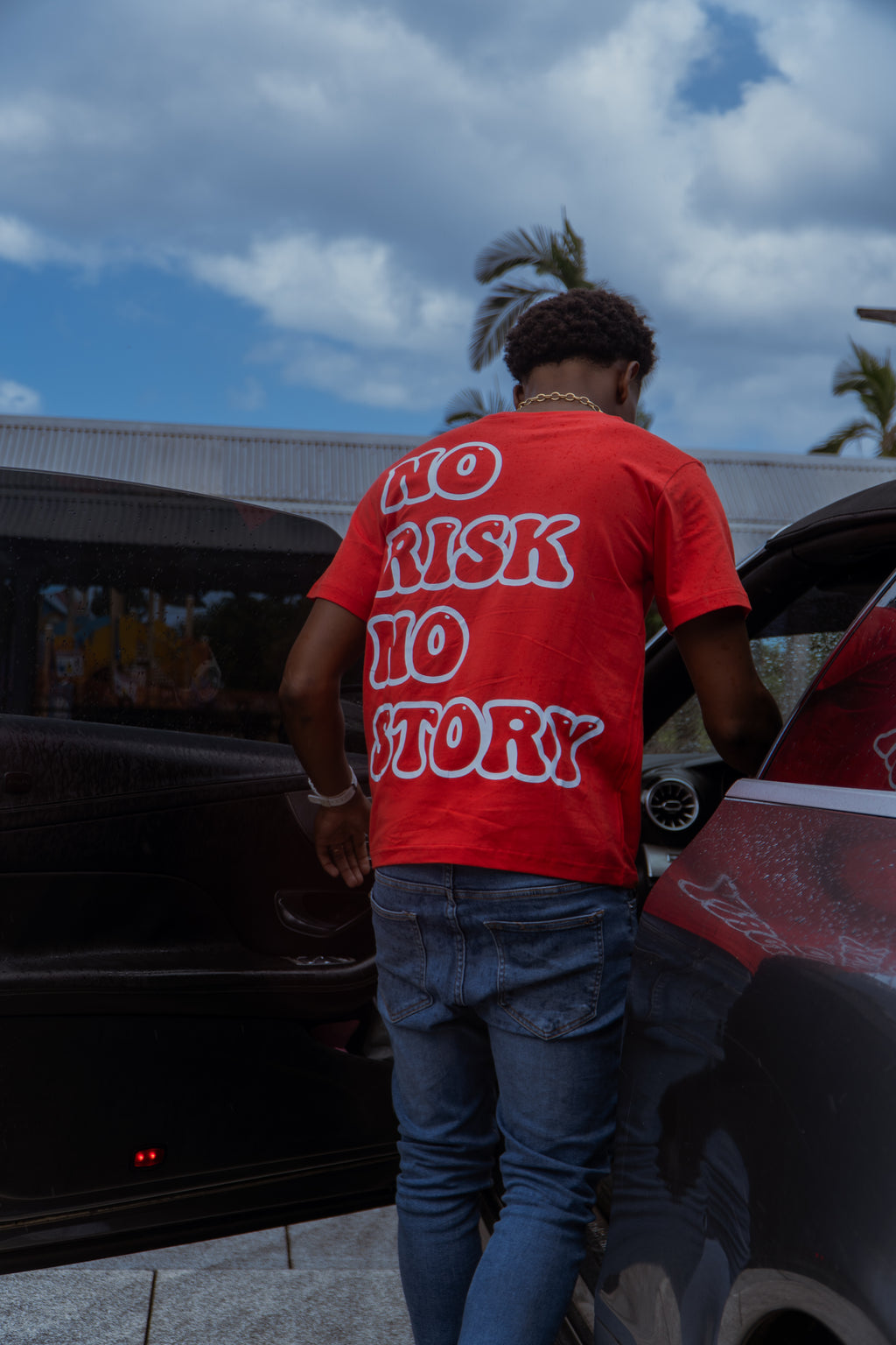 T-shirt No Risk No Story - Rouge & Blanc