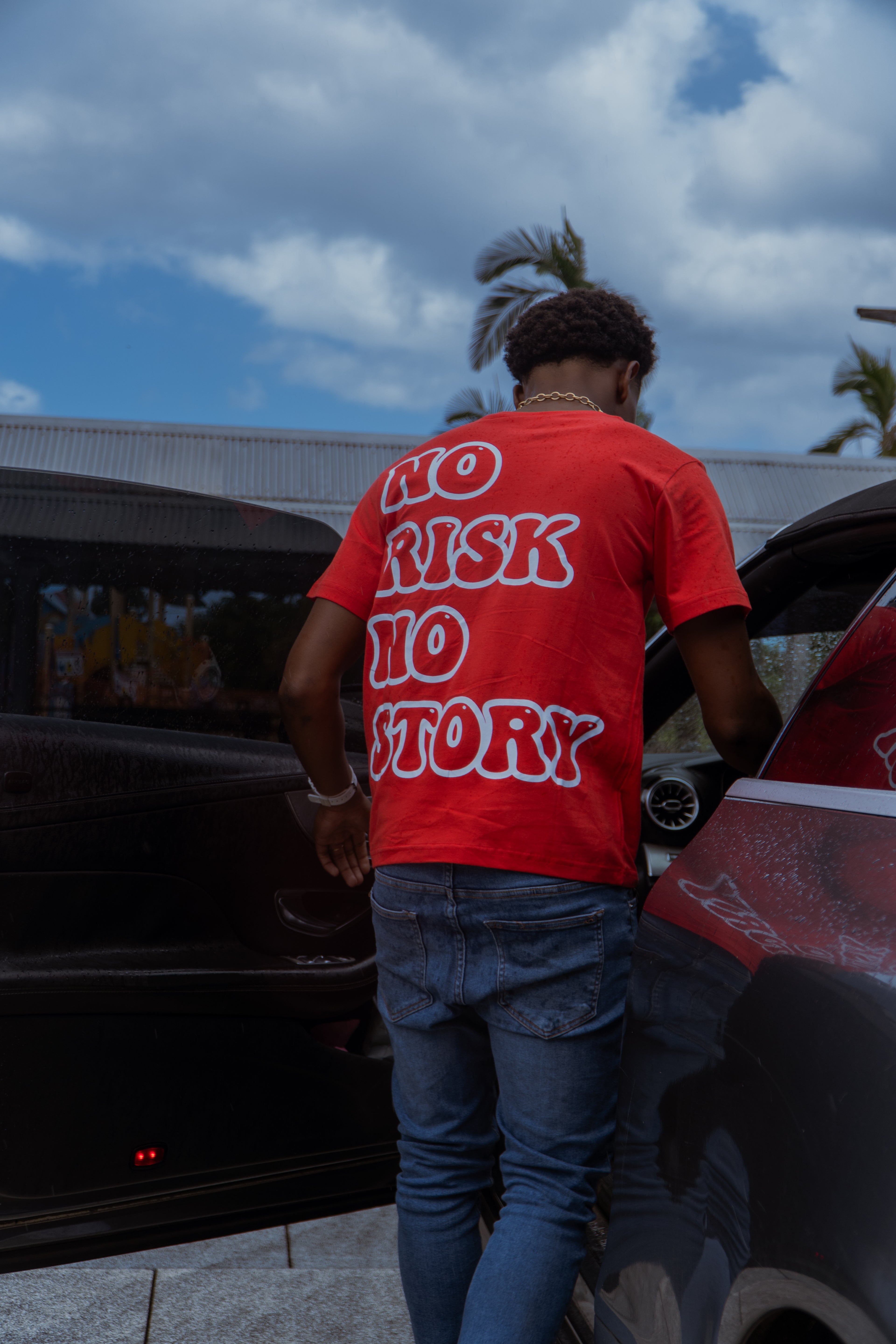 T-shirt No Risk No Story - Rouge & Blanc